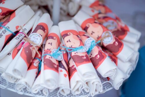 กระเป๋าผ้าดิบ พับผูกเชือก
