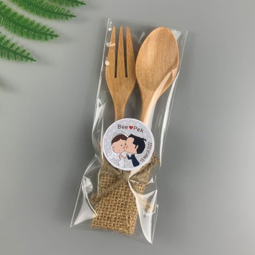 ของชำร่วย ช้อนส้อมในซองกระสอบ